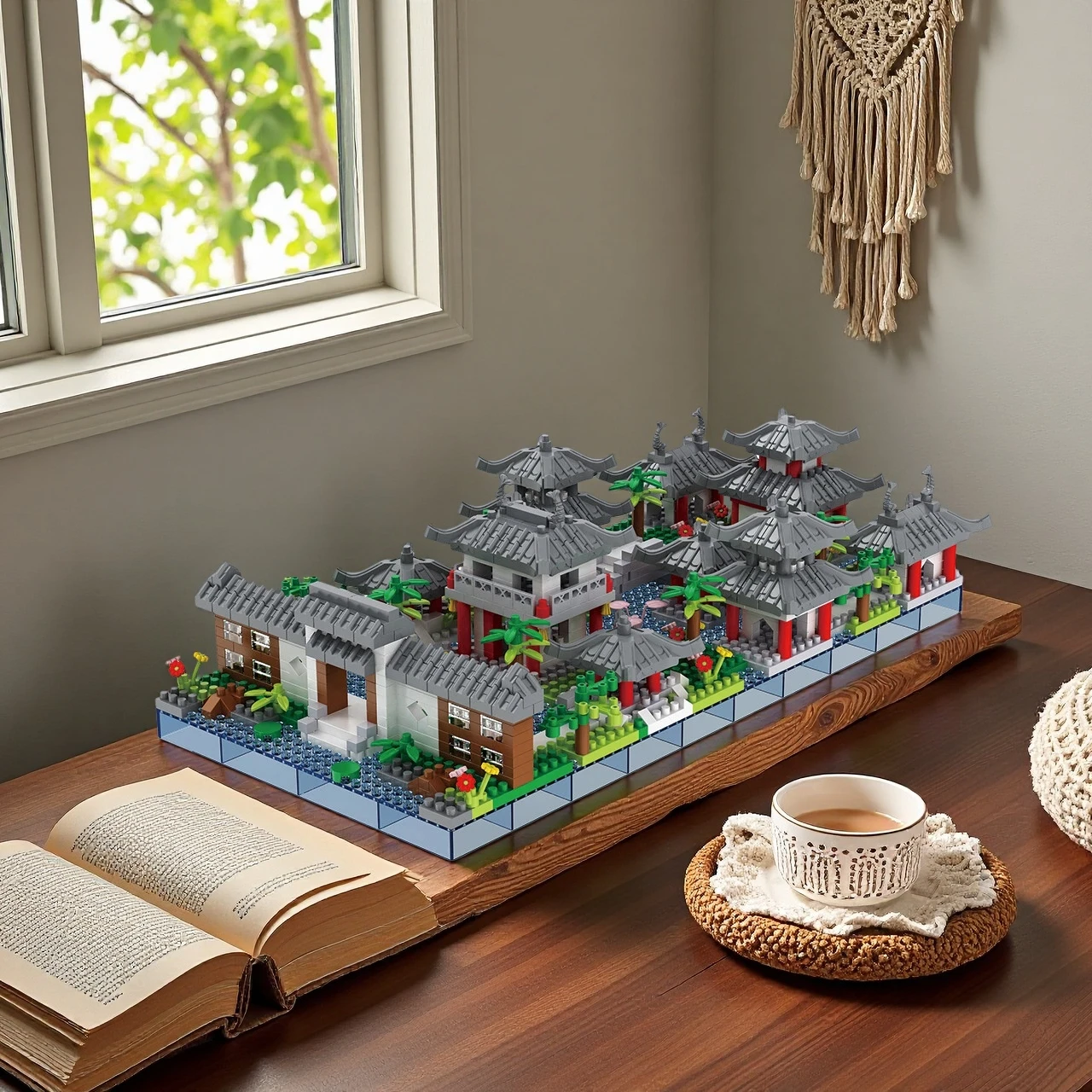 suzhou garden bricks, chinese courtyard model, ancient garden micro blocks, oriental landscape building toy view 2