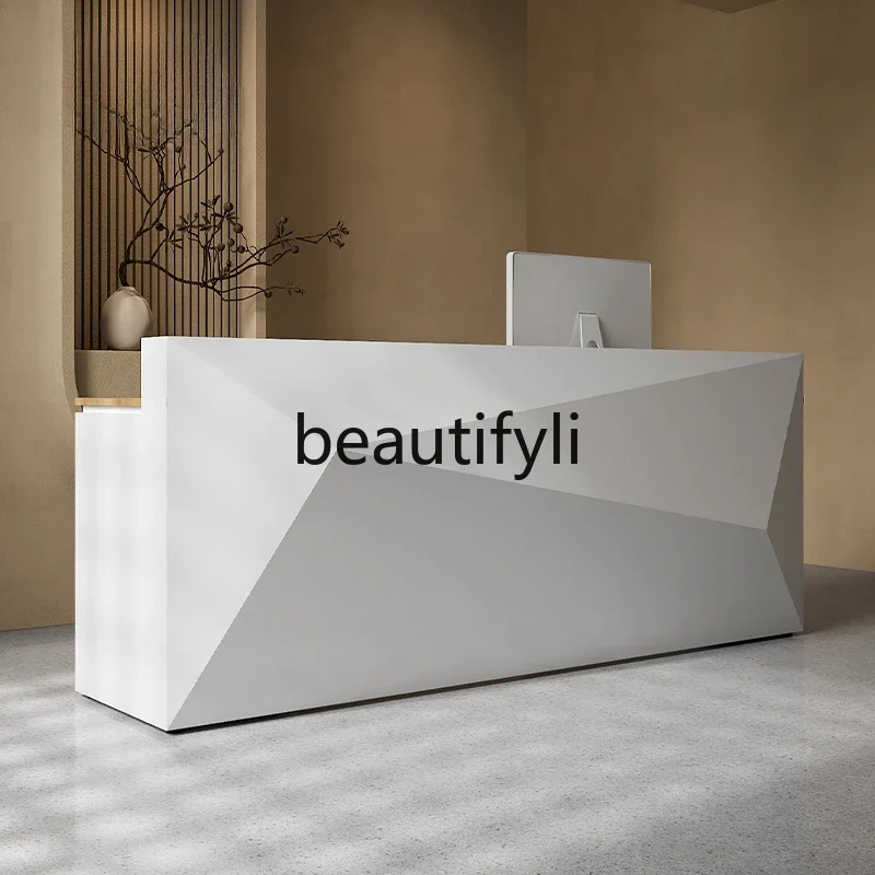 White Painting Counter Company Service Desk Creative Front Desk Office Reception Desk