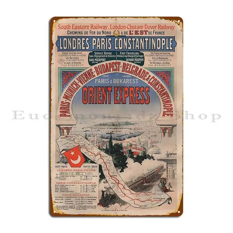 Orient Express Constantinople Vintage Train Travel Poster Vintage Travel Art Metal Sign Living Room Wall Decor Tin Sign Poster