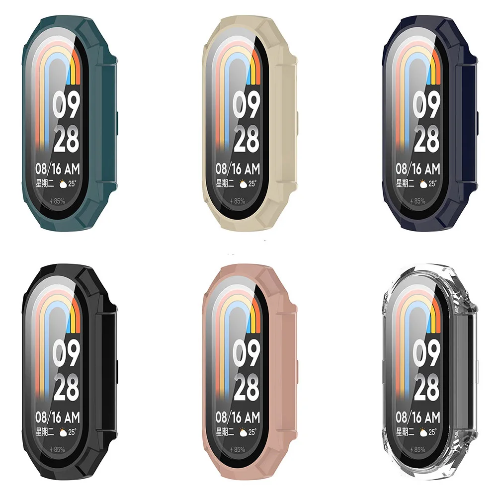 PC+Tempered Glass Protective Case for Xiaomi Mi Band 8 Full Screen Protector Shell Bumper Cover