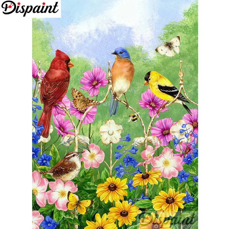 

Dispaint Full Square/Round Drill 5D DIY Diamond Painting "Birds and flowers" Embroidery Cross Stitch 3D Home Decor A12896