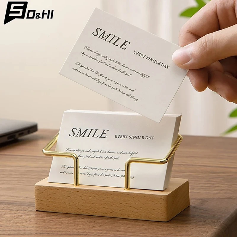 Business Card Holder Organizer Office Desk Display Stand Memo Counter Accessories Tabletop Shelf Home Wooden Card Holder Storage