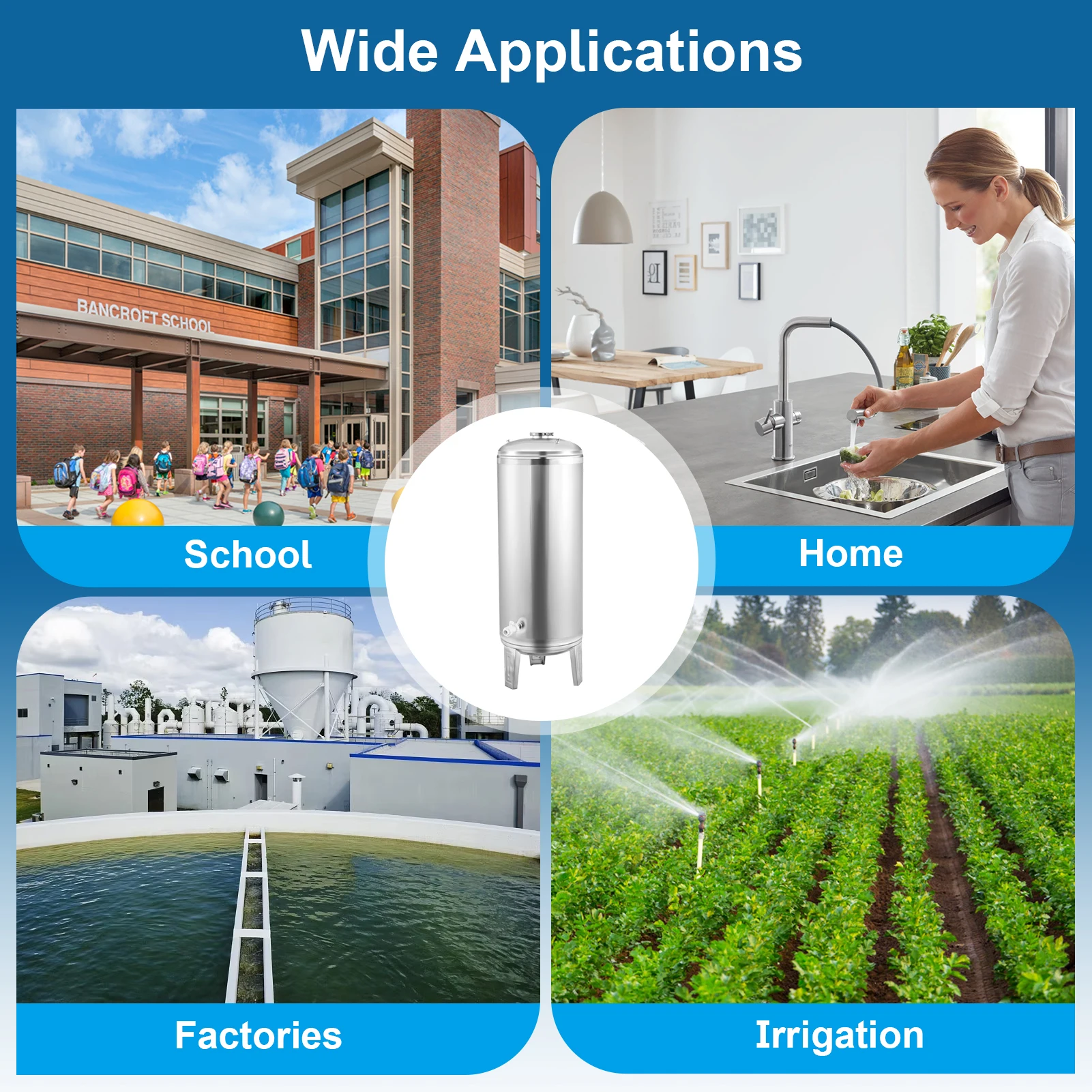 Serbatoio a pressione dell'acqua di pozzo Serbatoio booster a pressione di pozzo da 100 litri Contenitore pressurizzato per acqua, kit di montaggio incluso per casa, fattoria, cucina