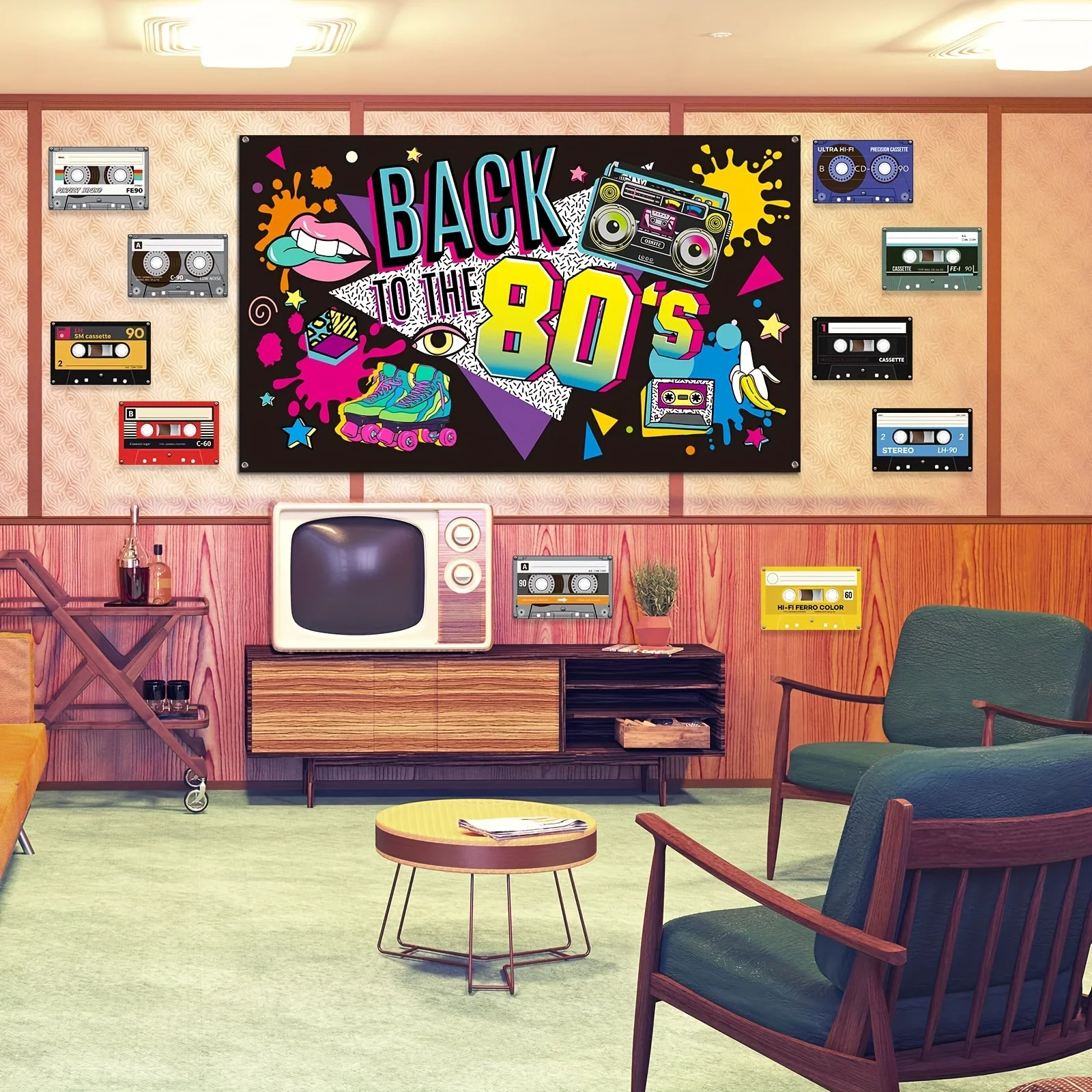 Retro theme party 80s style photo decor Background Cloth Living room bedroom background cloth