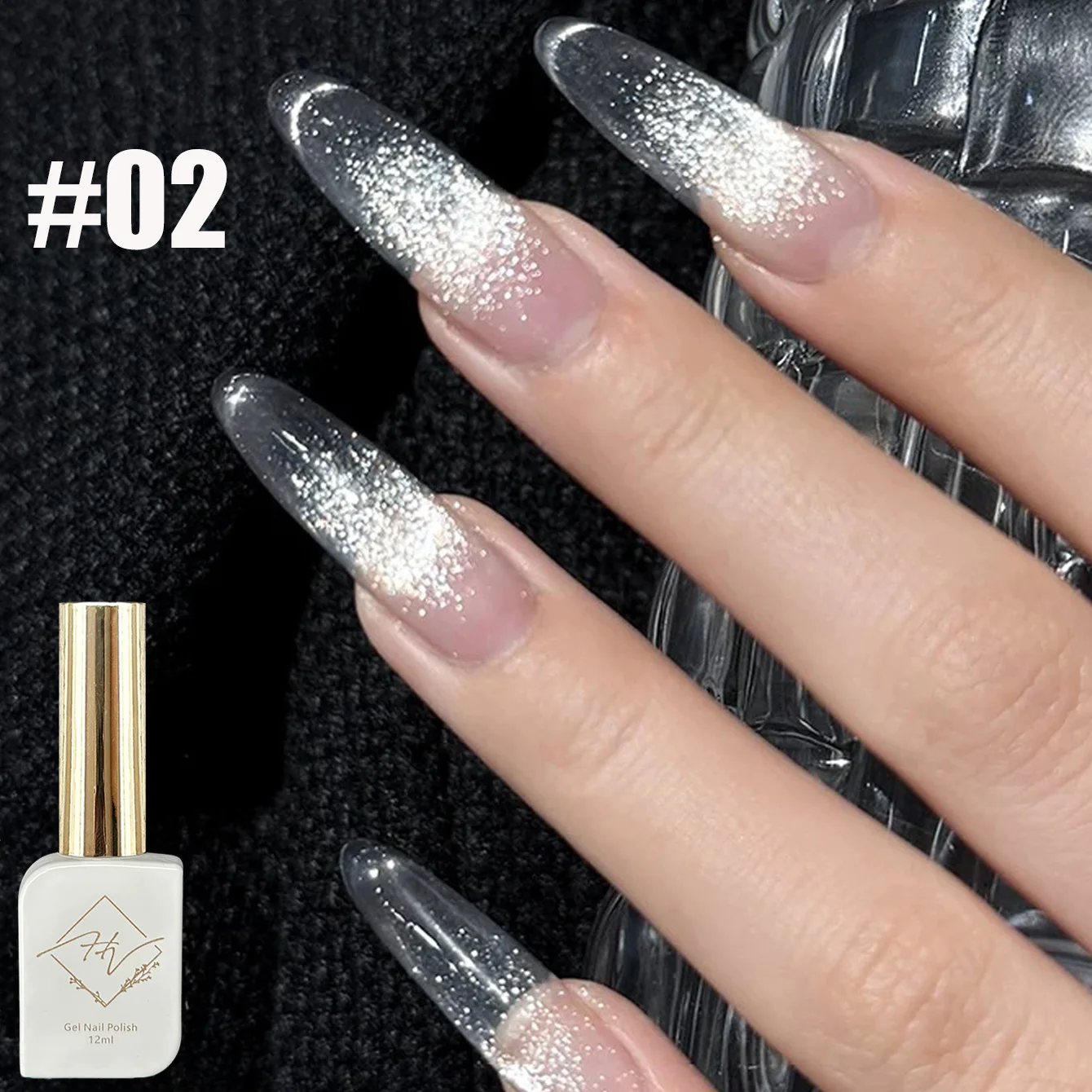 ยาทาเล็บเจลลายตาแมวสีขาว ZH Autumn 1 ชิ้น รุ่นใหม่ปี 2025 สำหรับฮาโลวีน ประดับด้วยลูกปัดแก้วใส