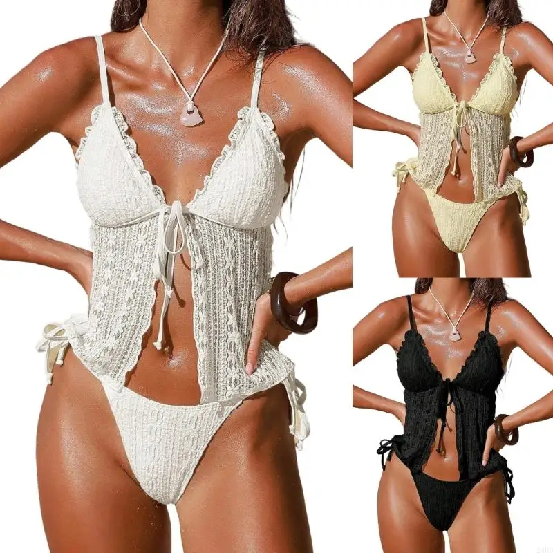 Practical Two Piece Ladies Swimsuit Comfortable Separate Design Quick Drying Swimwear Suitable for Poolparties Wear 24BD