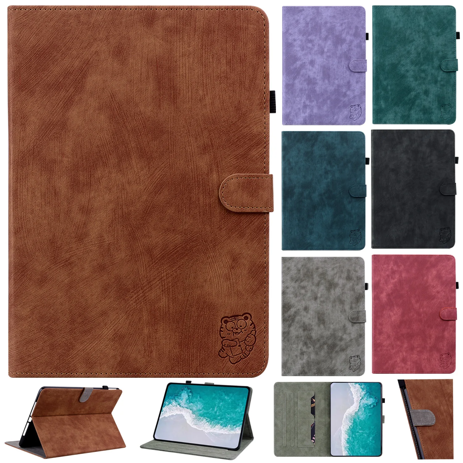 Tablet Leather Cover for IPad 9th 8th 7th 6th Generation Wallet Cute Tiger 9.7 10.2 Mini6 Air 3 2 1 Pro 11 2021 Stand Smart Case