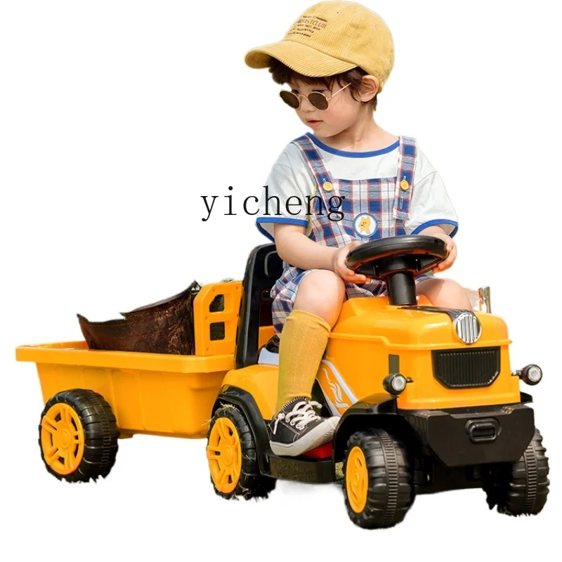 

XL Children's Electric Tractor Toy Car with Bucket Can Sit Four-Wheel Chargeable with Remote Control Car