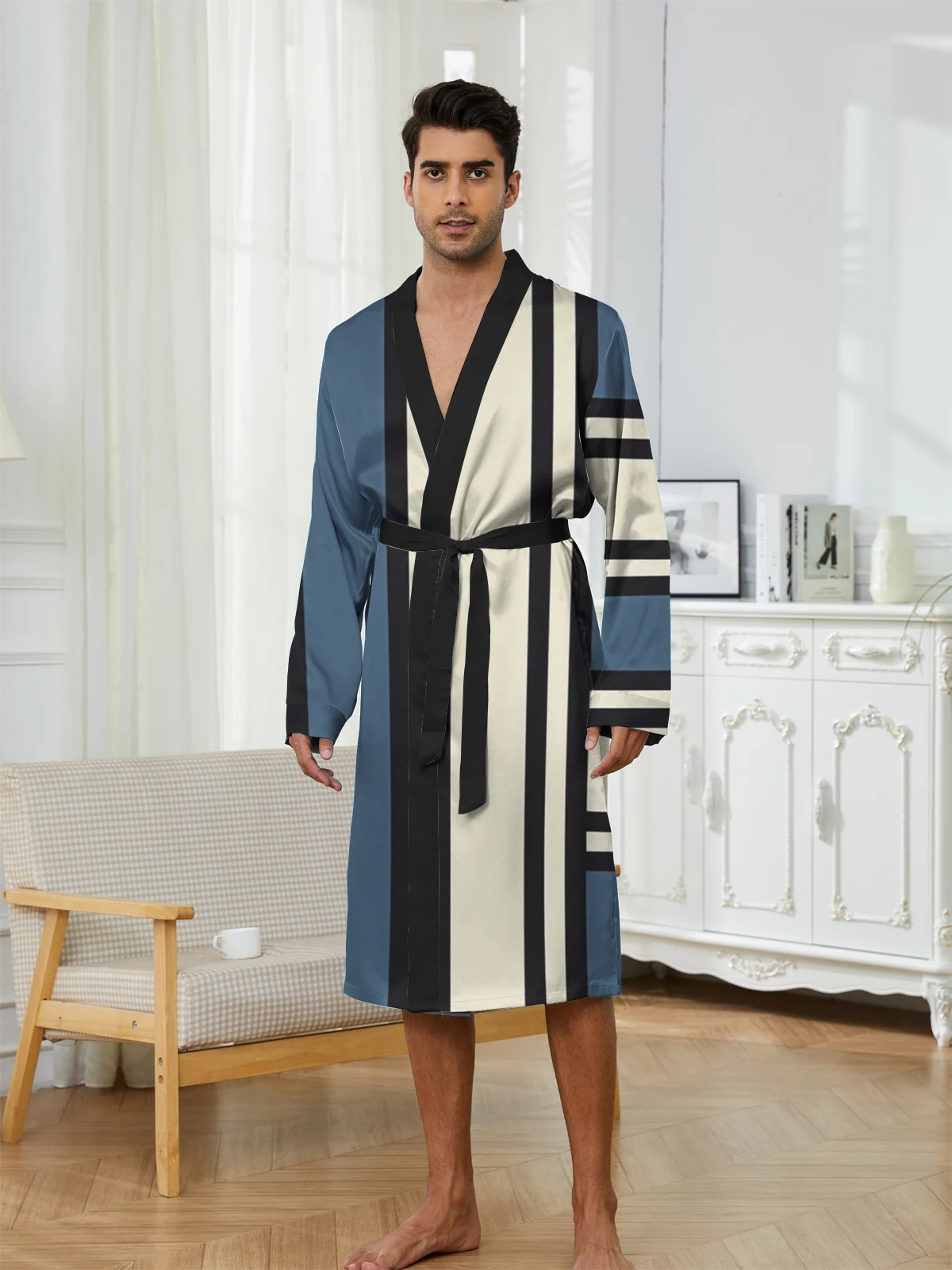1pcs Men's Robes 2026 Spring/Summer Funny pajamas 3D Printed Graphic sleepwear Robes Shower robe Men's bathrobe Breathable