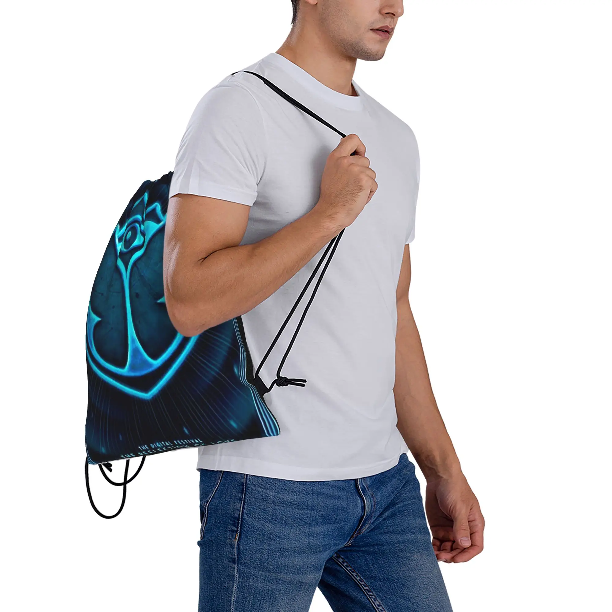 Place of the World Tomorrowlands  Drawstring Backpack Sports Gym Bag Water Resistant  String Sackpack for Cycling view 6