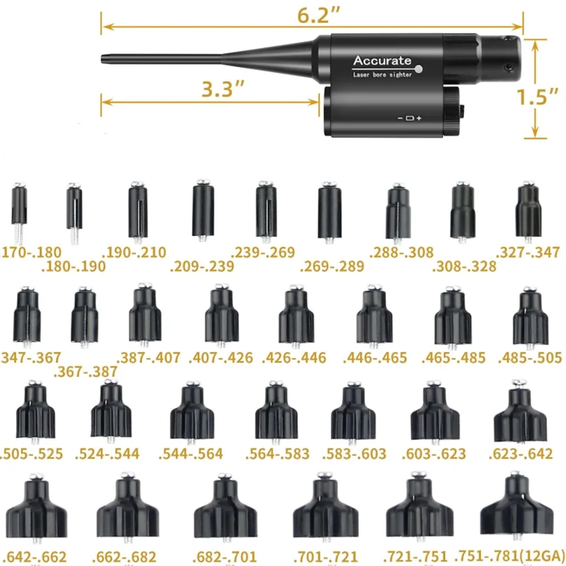 Red Laser Bore Sight with 30 Adapters Caliber, Laser Boresighter, Laser Collimator, 177 . 22 to .78 12GA Caliber