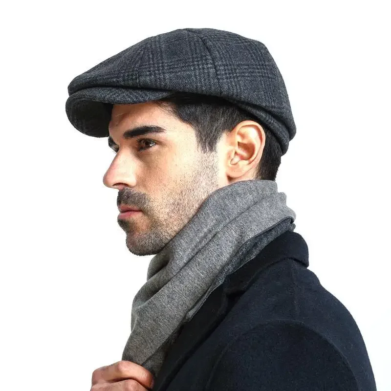 Fashion Wool Hat for Men Caps Herringbone Men Women Gatsby Retro British Painters Hat Driver Flat Solid Colors Cap for Men Beret