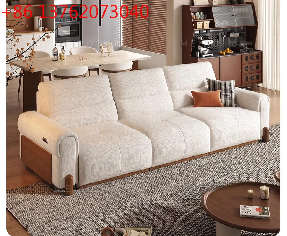 Functional sofa fabric living room retro flip-top coffee table sofa electric sofa