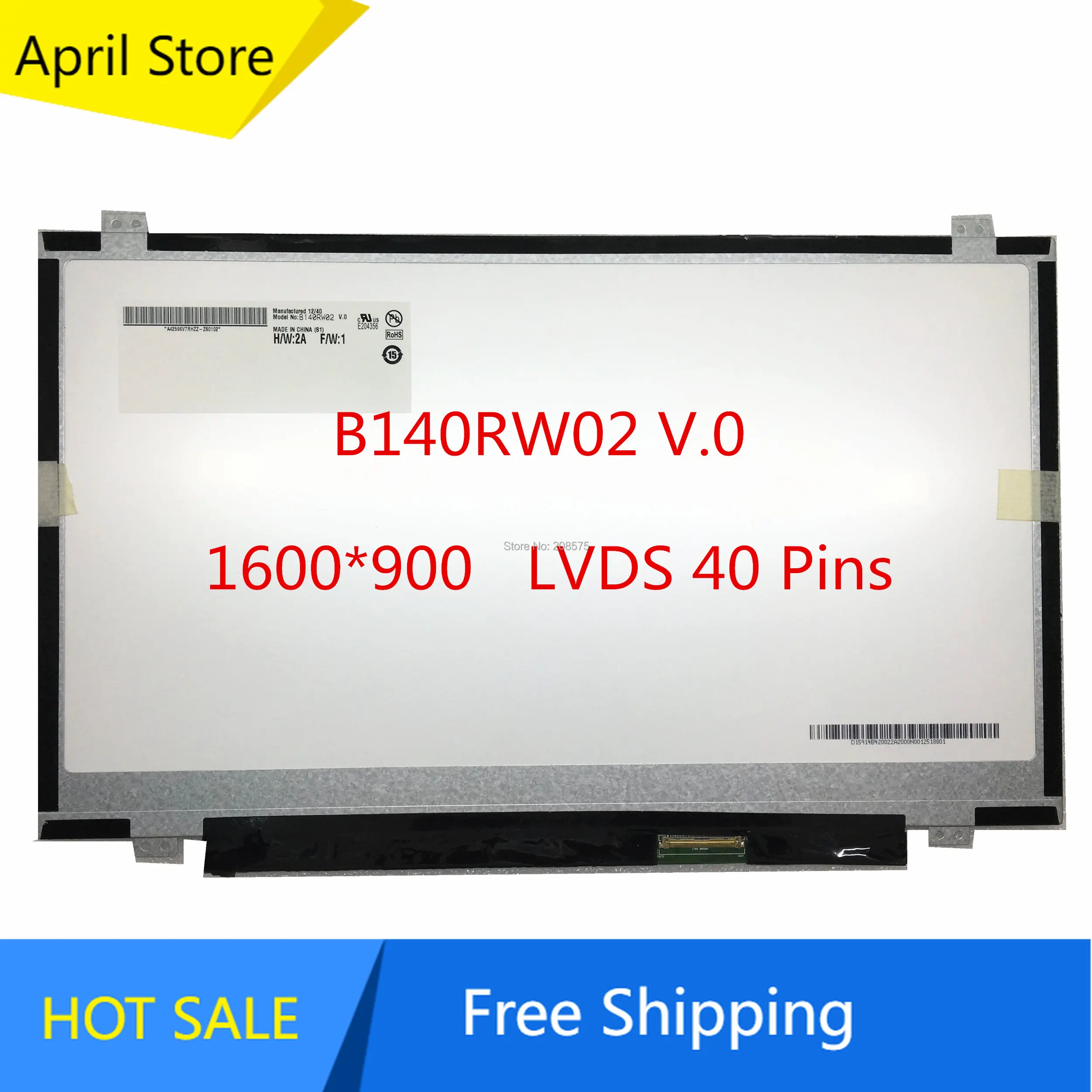 

B140RW02 V.0 V.1 V.2 B140RTN03.1 LP140WD2-TLD2 TLC1 N140FGE-L32 LTN140KT03 Laptop LCD screen 1600*900 LVDS 40pin