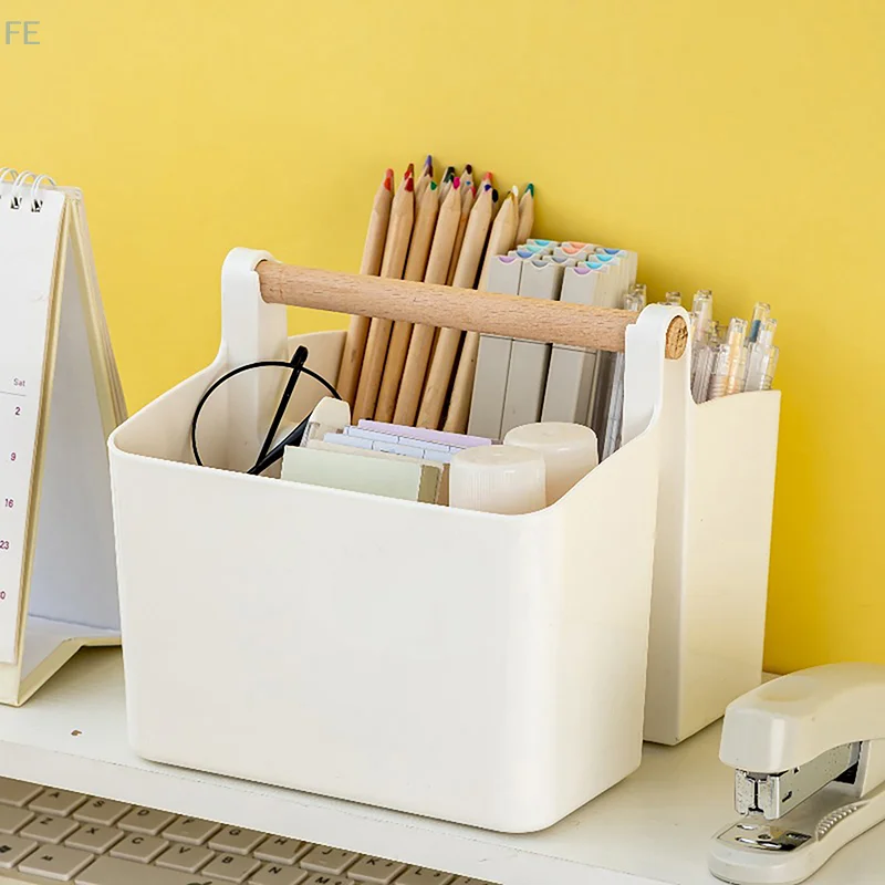 [F] Large Capacity Multifunctional Storage Holder School Office Portable Pen Holder Storage Box Desktop Sundries Storage Basket