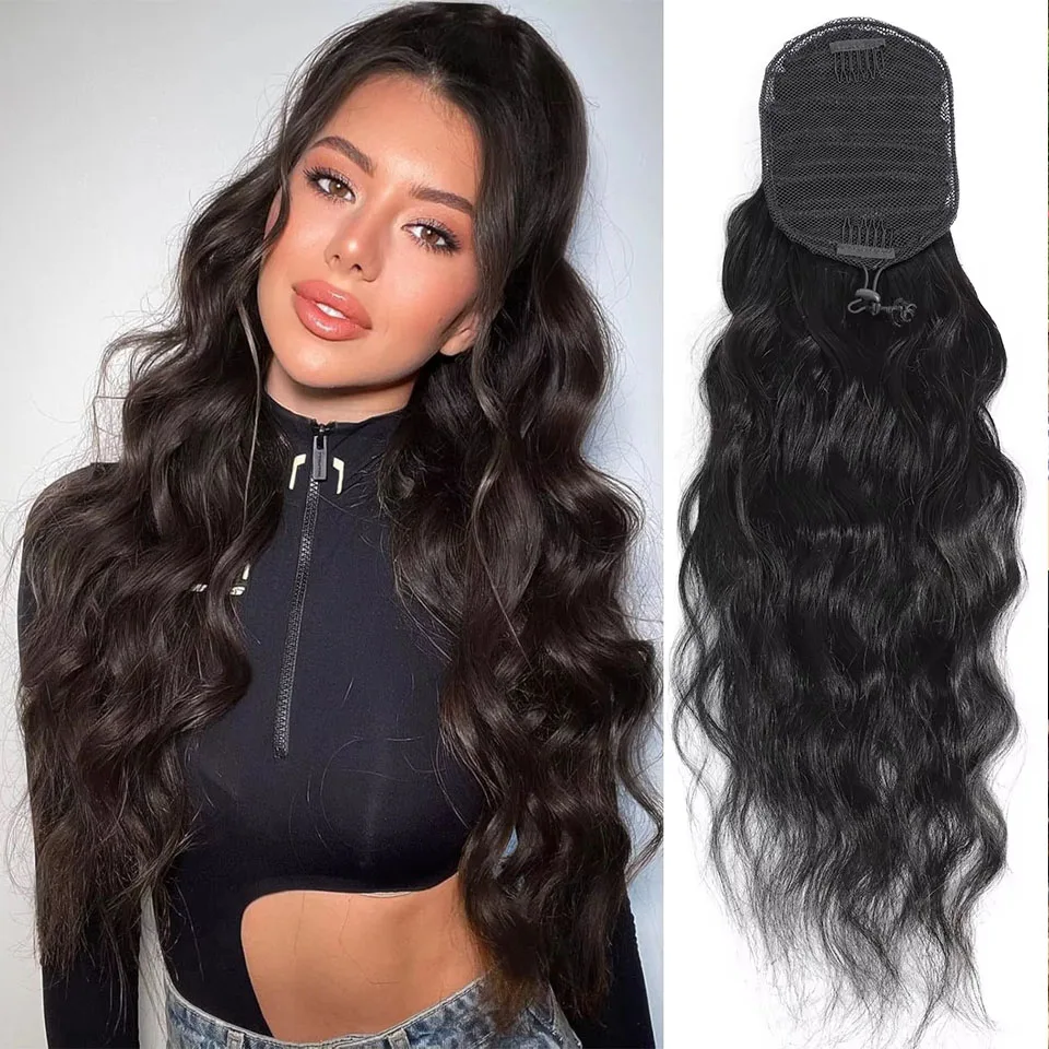Body Wave Drawstring Ponytail Human Hair Extensions 8-26 Inches Ponytail Wrap Around Drawstring Ponytail Clip In Hair Extensions