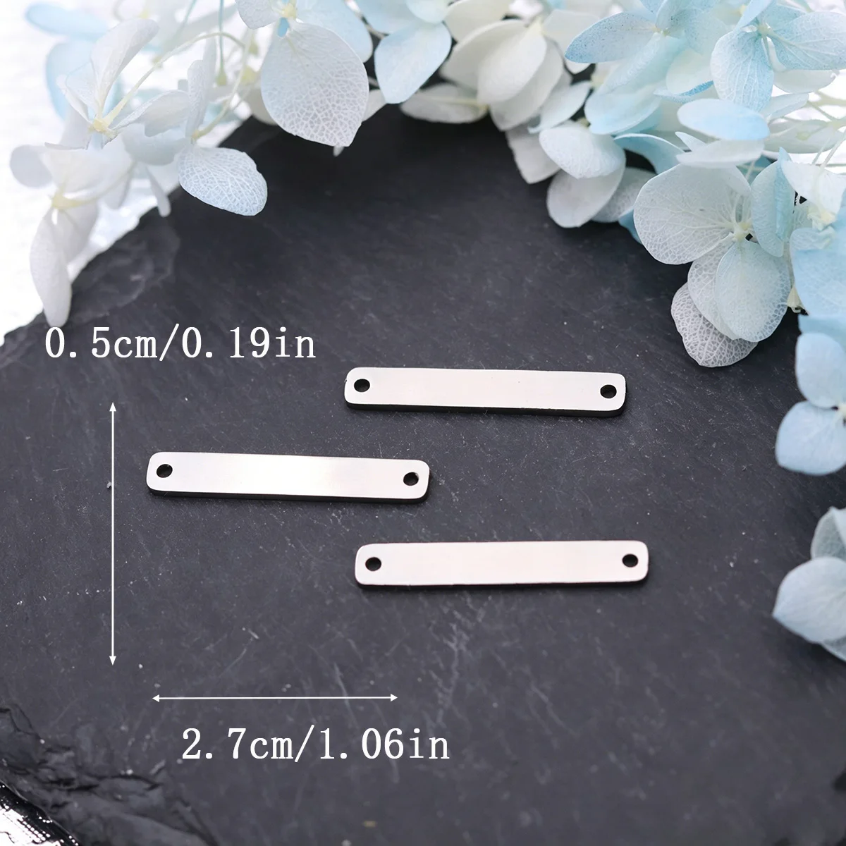 3pcs Stainless Steel Two Hole Rectangle Bar Connector Blank Stamping Charms Pendant For Bracelet Necklace Jewelry Making