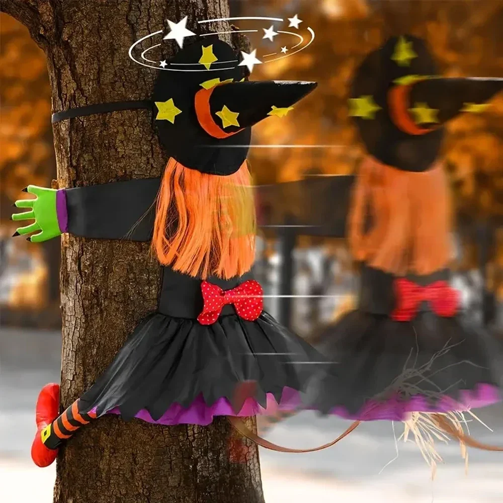 

Halloween Orange Hair Witch Climbing Tree Decoration Halloween Theme Pendants Decor for Indoor Outdoor Office Decor