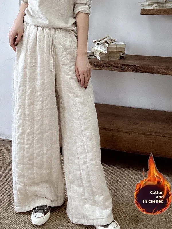 

Retro Cotton Straight Leg Pants Women's Casual Thiened Faion Commuter Sle High Waist Wide Leg Trousers for Middle-Aged ...