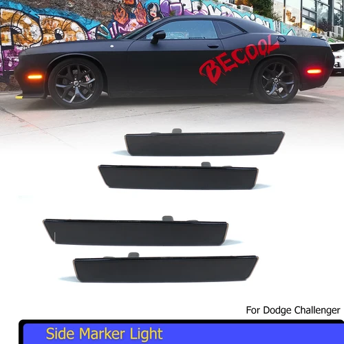 Luces LED de señal de giro para parachoques delantero/trasero de coche, luces de señal de giro para Dodge Challenger 2015-2023, lámparas acampanadas para guardabarros, luces de estacionamiento de 12V