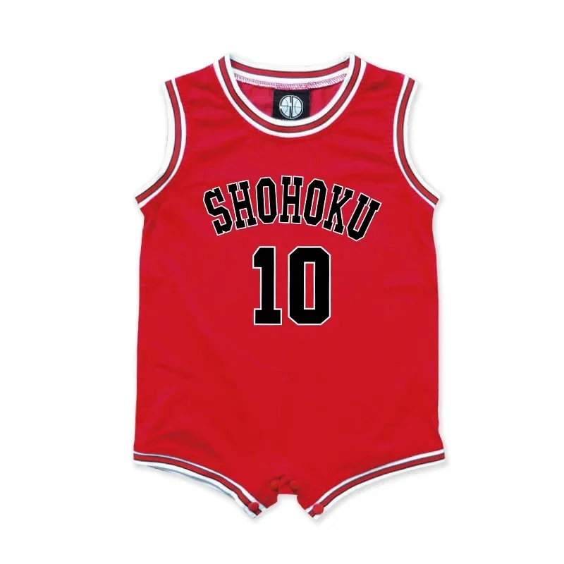 ชุดบอดี้สูทสแลมดังค์สำหรับเด็ก0ถึง3ปีชุดจั๊มสูท JERSEY Basket ลาย Shohoku Sakuragi ชุดคอสเพลย์อนิเมะสำหรับเด็ก