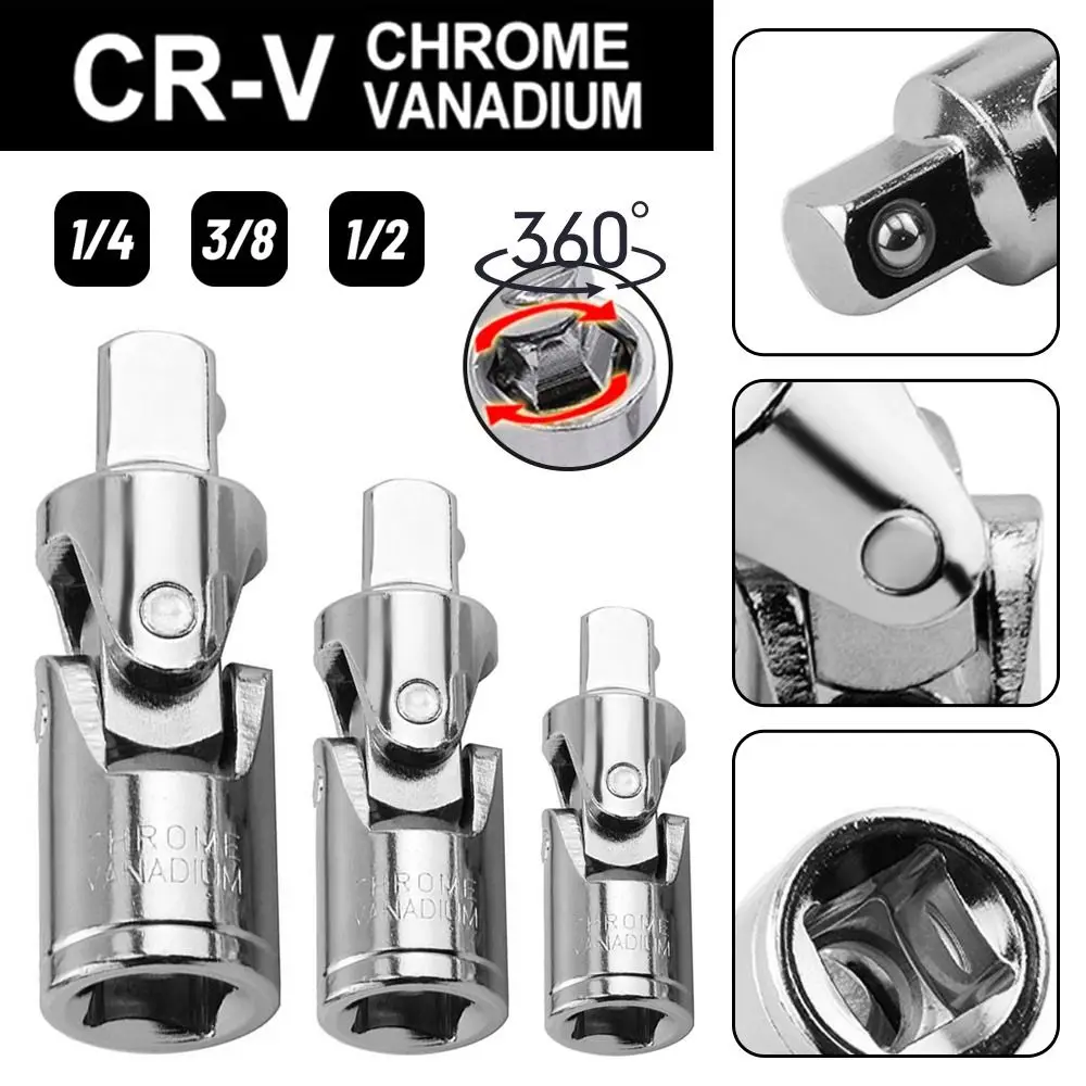 1/2 3/8 1/4 Universal Joint Set Ratchet Angle Extension Bar Socket Adapter Manual and Pneumatic Bendable Adapter Socket Tools