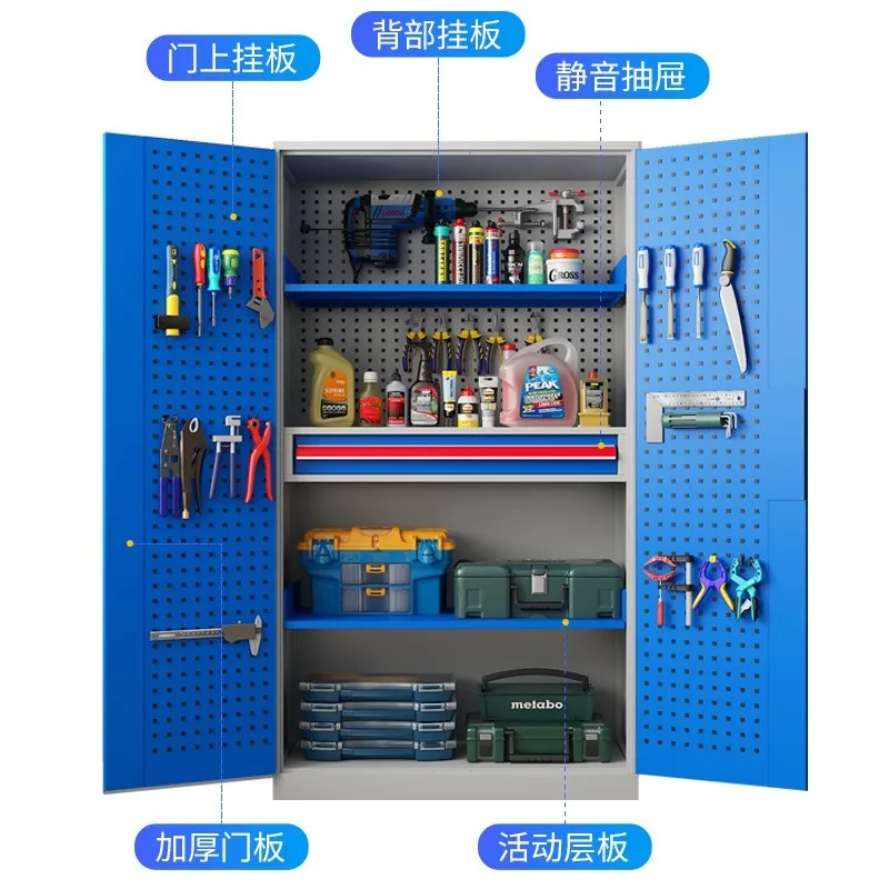 Heavy duty tool cabinet thickened mobile storage tool cart, auto repair workshop iron sheet hardware tool cabinet cart