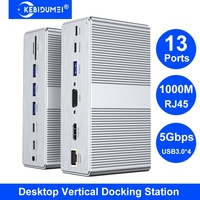 13-in-1 Vertical Docking Station USB C Docking Station 4K HDMI-Compatible Gigabit Ethernet Adapter USB 3.0 HUB for PC Laptop