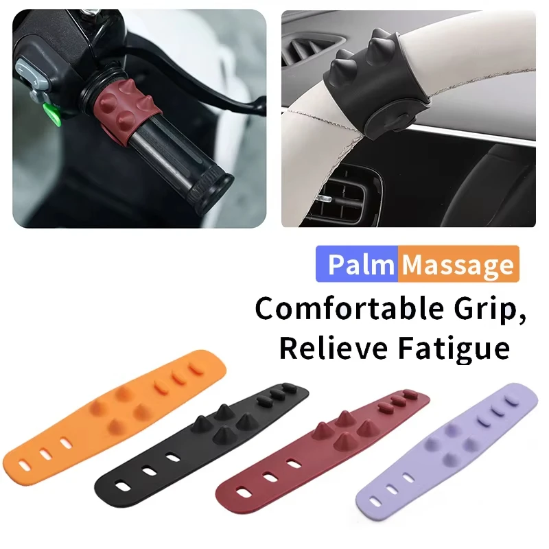 Silicone Steering Wheel Massage Band Center Return Marker Motorcycle Anti Slip Palm Relief Grip Strip Car Interior Accessories