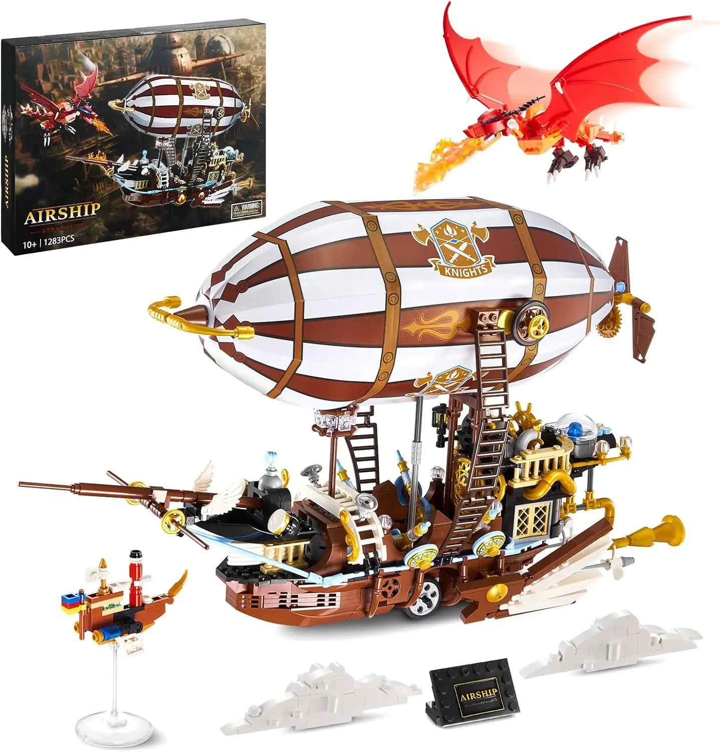 

1283PCS Creative Airship Model Building Blocks Diy 3D Knights Airboat Bricks Toys Desktop Decoration Christmas Gifts For Kids