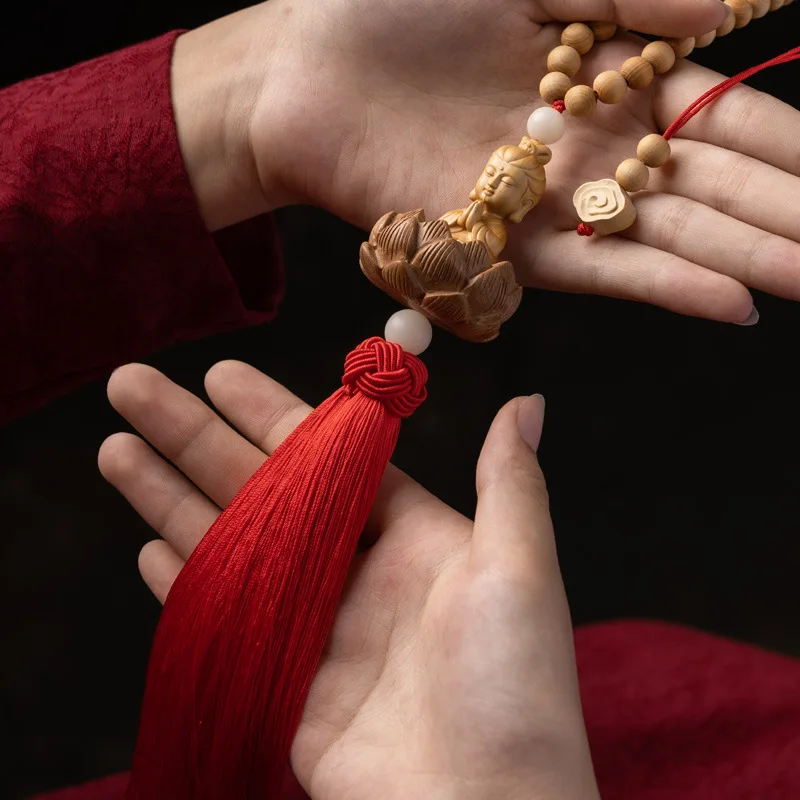 

Автомобильный кулон Будда Красное дерево Безопасный кулон Мужской автомобильный кулон Лотос Леди Зеркало заднего вида Гуаньинь Автомобиль