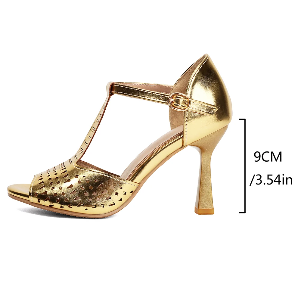 Ballroom Tango Latin Dance Shoes 9cm High Heels, Cha Cha Dance Shoes, Women's Indoor Gold Silver Red Rumba Samba Stilettos - view 6