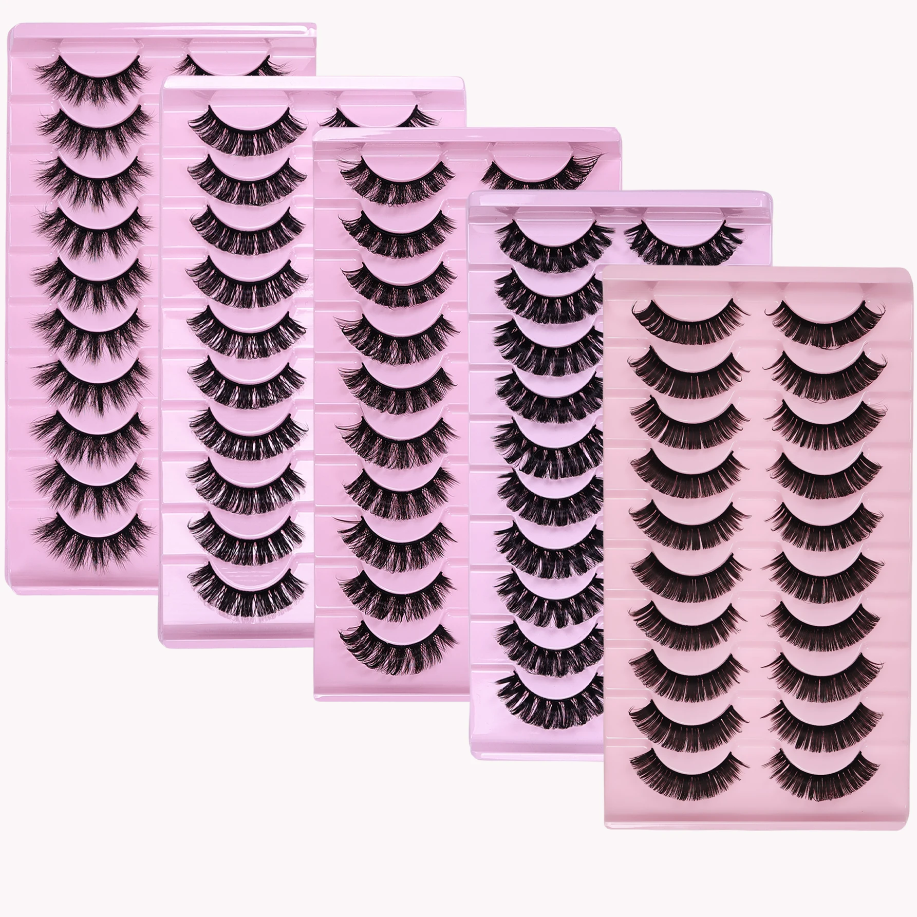 D Curl Russian Strip Lashes Fluffy Volume False Eyelashes D Curl Dramatic Messy Cat Eye Lashes Make Up Fake Lashes
