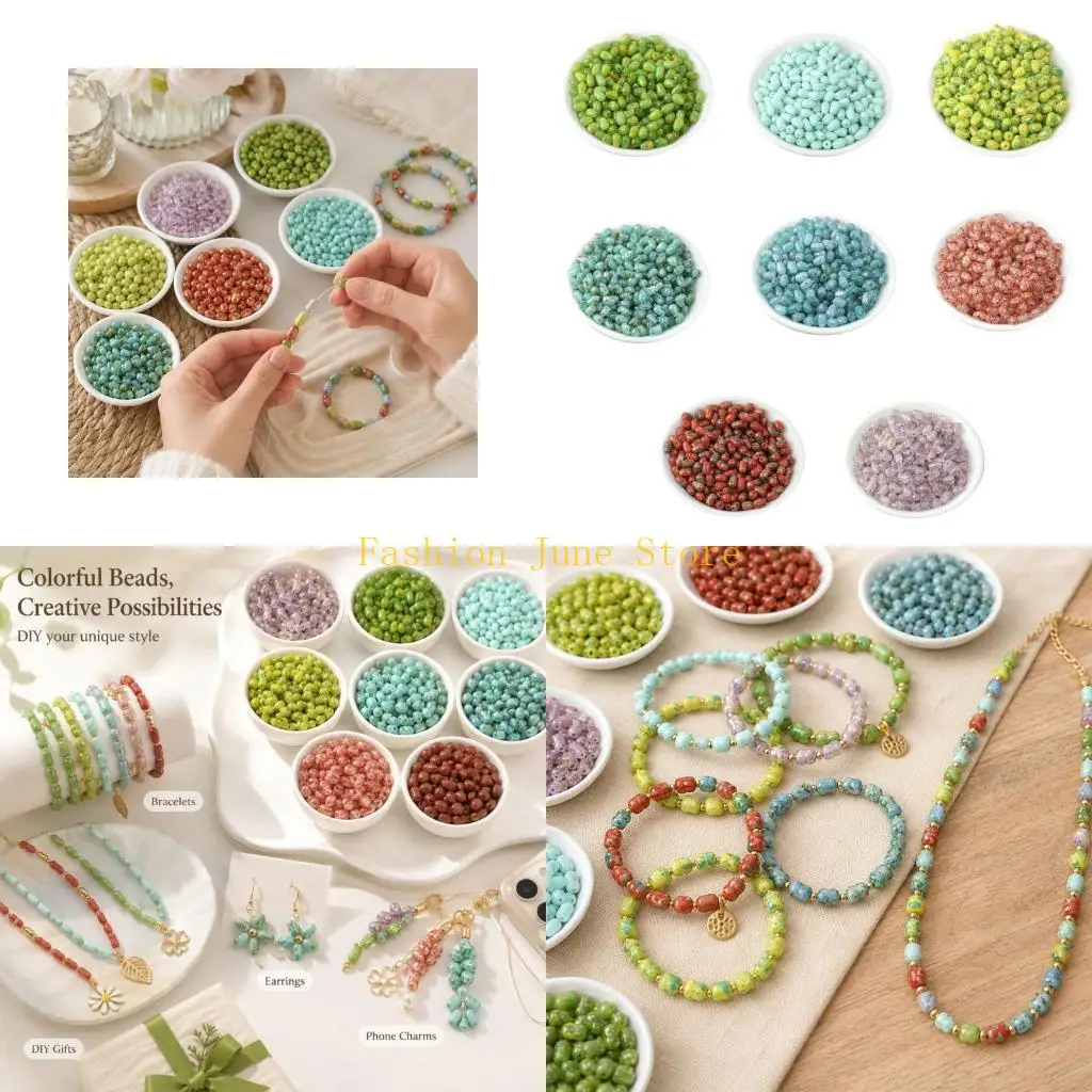 N5KA Drilled Glass Loose Beads for DIY Jewelry Making, Small Craft Beads for Bracelet Building and Necklace Design, 100 Count