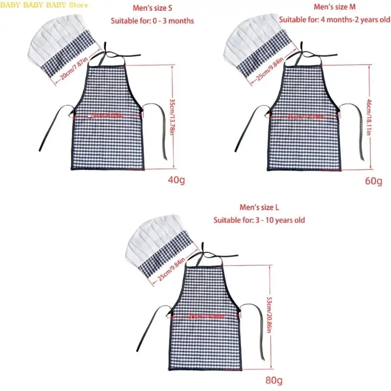 Q81A الطفل التصوير الدعائم مريلة الطهاة وقبعة للأولاد الزي ملابس التقاط الصور ملابس الطفل التصوير زي الملابس #6