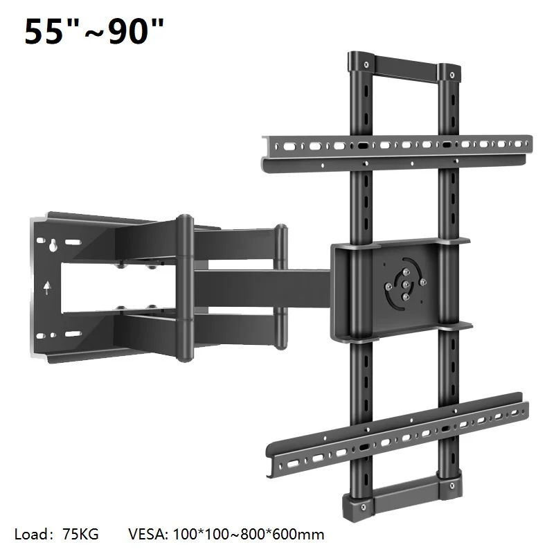 HILLPORT TV Wall Mount Support Horizontal And Vertical Screen Rotation Design Tilt Swivel Arm TV Bracket 55~90 inch Stand DY883