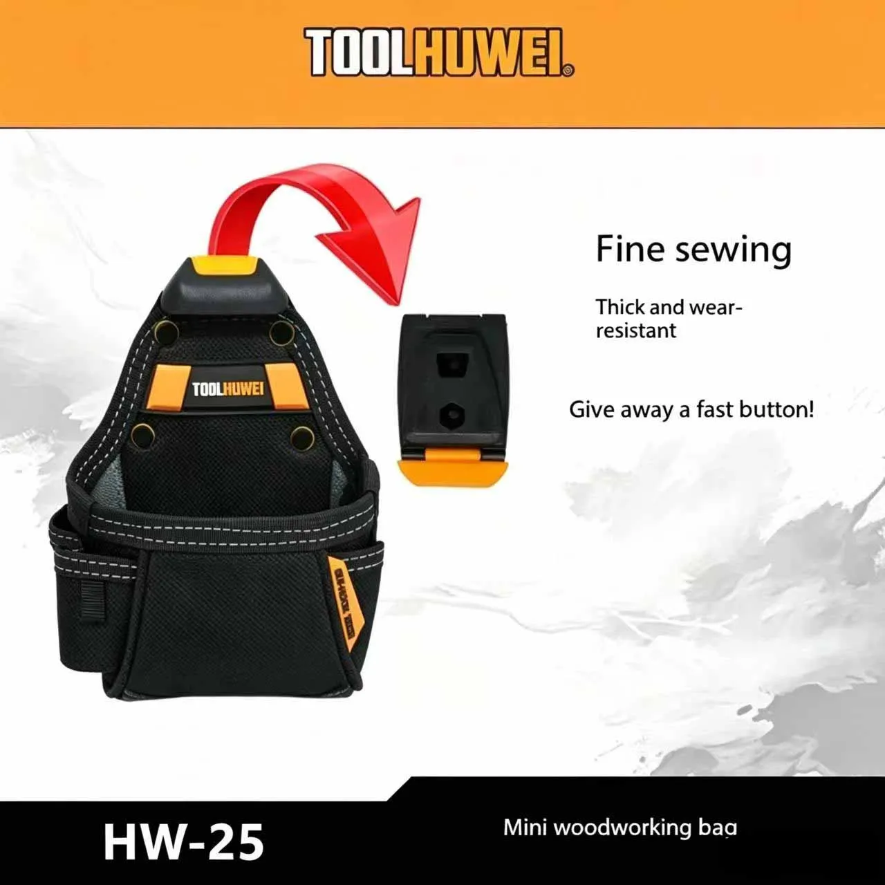 TOOLHUWEI Mini Carpenter's Toolkit Quick Hanging Waterproof Oxford Tools Pouch Durable Working Waist Bag Nails & Screws Storage