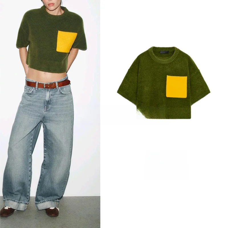 

New Autumn Women's Lazy Sle Ribbed round Ne Soft ort Sve Knitted Sweater Casual Loose Fit Polyester Fiber