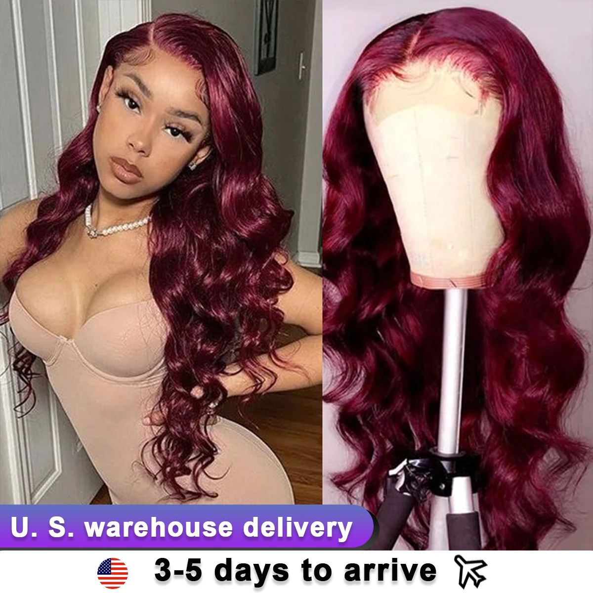 180 Density Burgundy 13x6 HD Lace Frontal Wig 99j Body Wave 13x4 Lace Front Human Hair Brazilian Human Hair 30 34 Inch