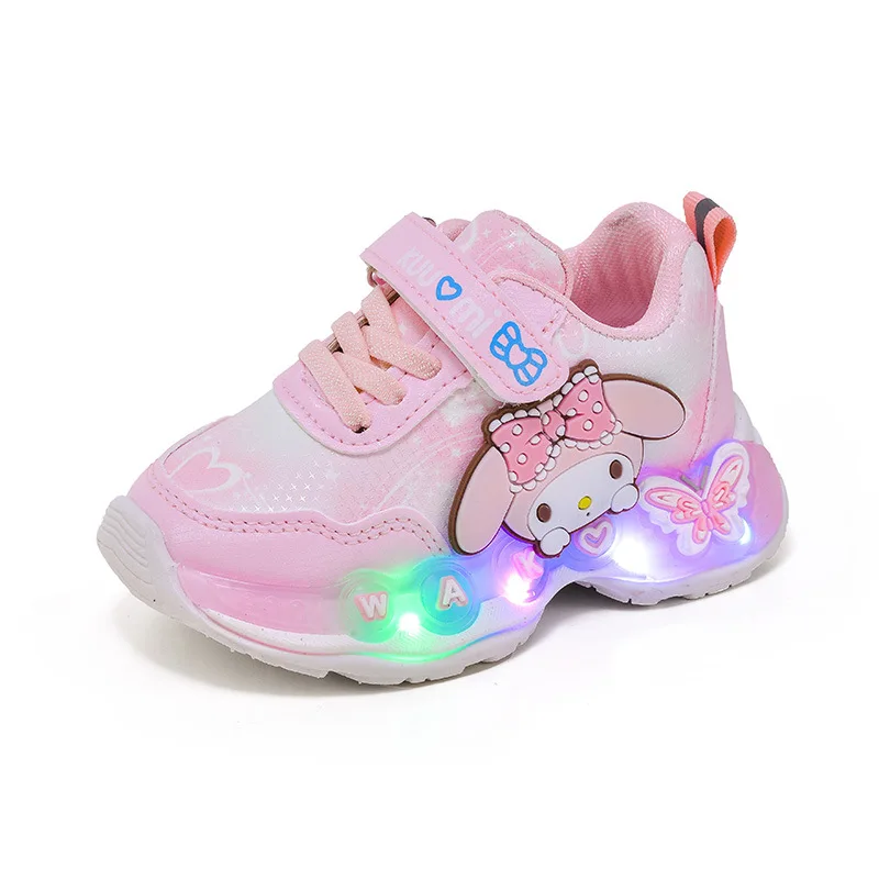 

2026 Spring Kuromi LED Light Up Shoes for Kids Leather Casual Sneakers Comfortable Fashion Trainers for Toddlers
