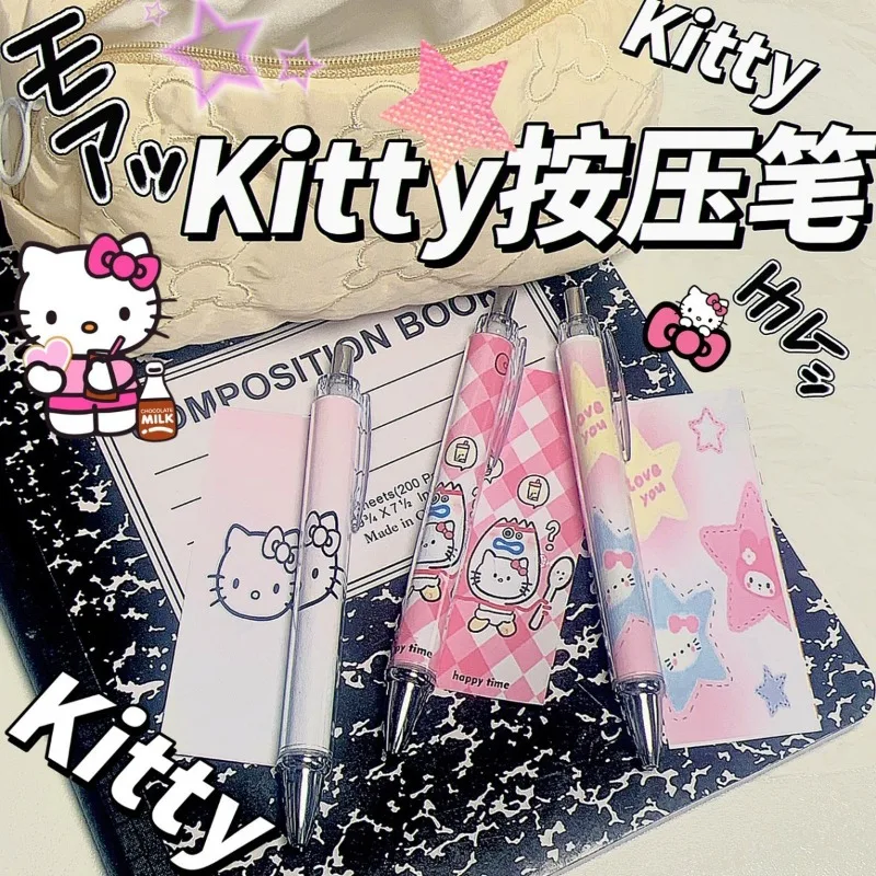 

Cute Pink and Tender Hello Kitty Press Pen Sweetheart Hot Girl Love 0.5mm Student Black Cartoon Pen (starting From 6 Pieces)