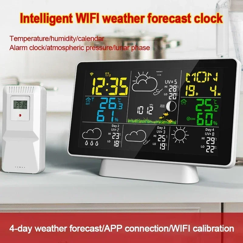 5065 Weather Clock Large-screen Tuya Smart WIFI Wireless Weather Forecast Electronic Alarm Clock Temperature and Humidity Meter