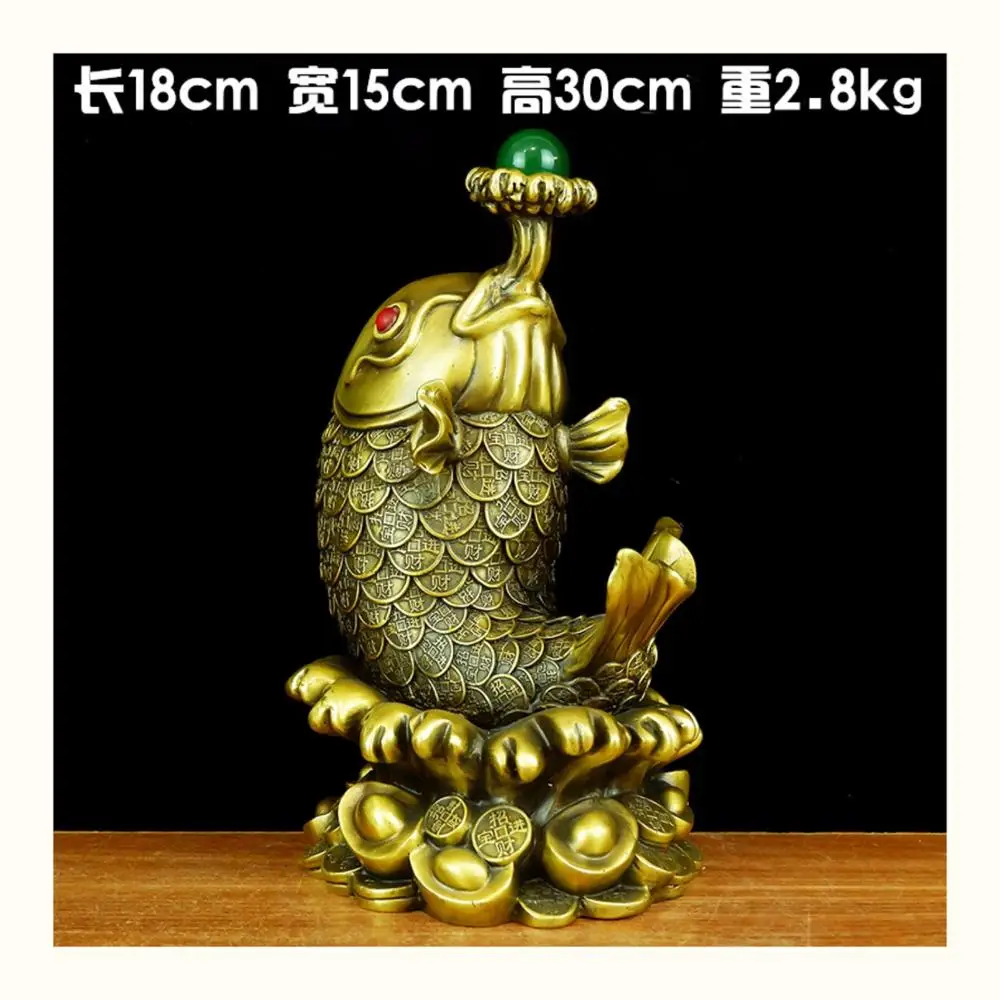 30CM large Southeast Asia HOME Company SHOP Efficacious Talisman GOOD LUCK Recruit Money Golden Fish FENG SHUI copper statue