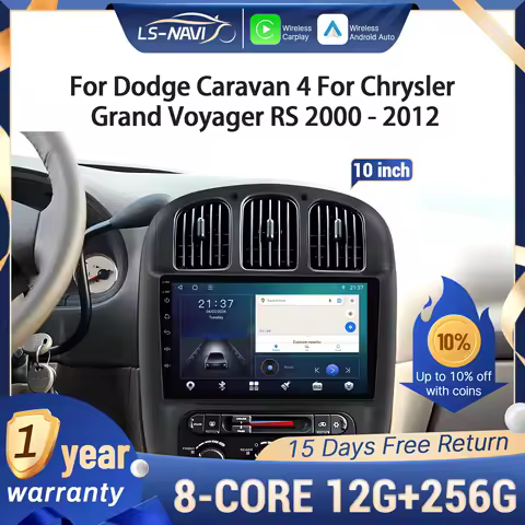 For Dodge Caravan 4 For Chrysler Grand Voyager RS 2000-2012 GPS Car Radio Multimedia Wireless Android 14 CarPlay 2K QLED Screen