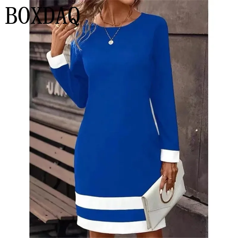 Long Sleeve Fashion Dress Women Casual Streetwear Dress Striped Print Long Sleeve Mini Dress For Women Spring Autumn O-Neck New