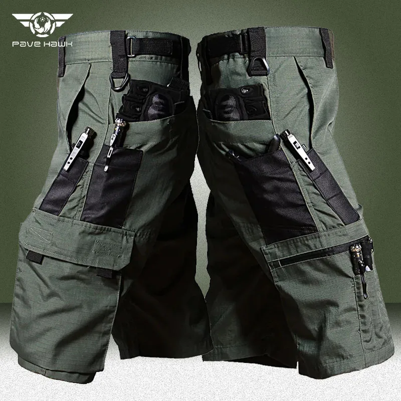 Pantalones cortos tácticos militares para hombre, pantalones cortos de carga resistentes al desgaste, múltiples bolsillos, pantalones de trabajo al