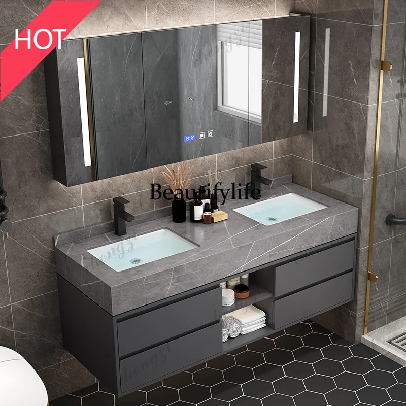 M07 Solid Wood Boards Modern Smart Home Improvement Furniture Bathroom Fixture Bathroom Cabinets Bathroom Vanities Cabinet with