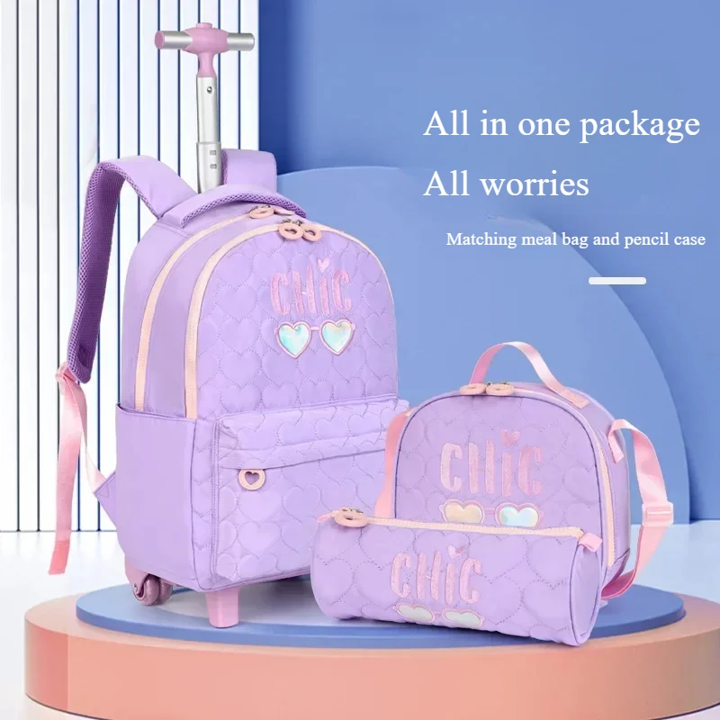 School Bag with Wheels for Girls School Trolley Bags with Wheels School Rolling Backpack for Girl Wheeled Backpack Bag for Kids