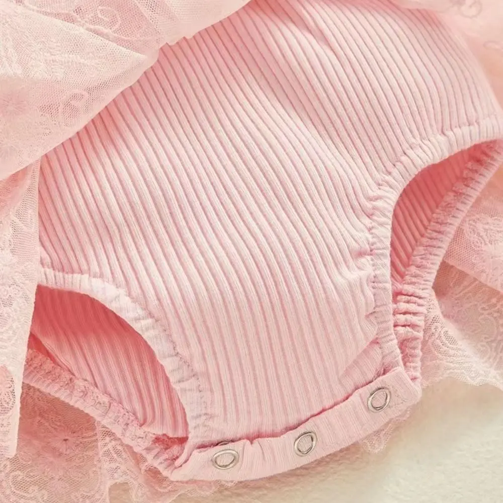 Cotton Baby Girl Princess Dress Lace Mesh Short Sleeve Toddle Petti Skirt Sweet Bowknot Baby Girl Bubble Dress