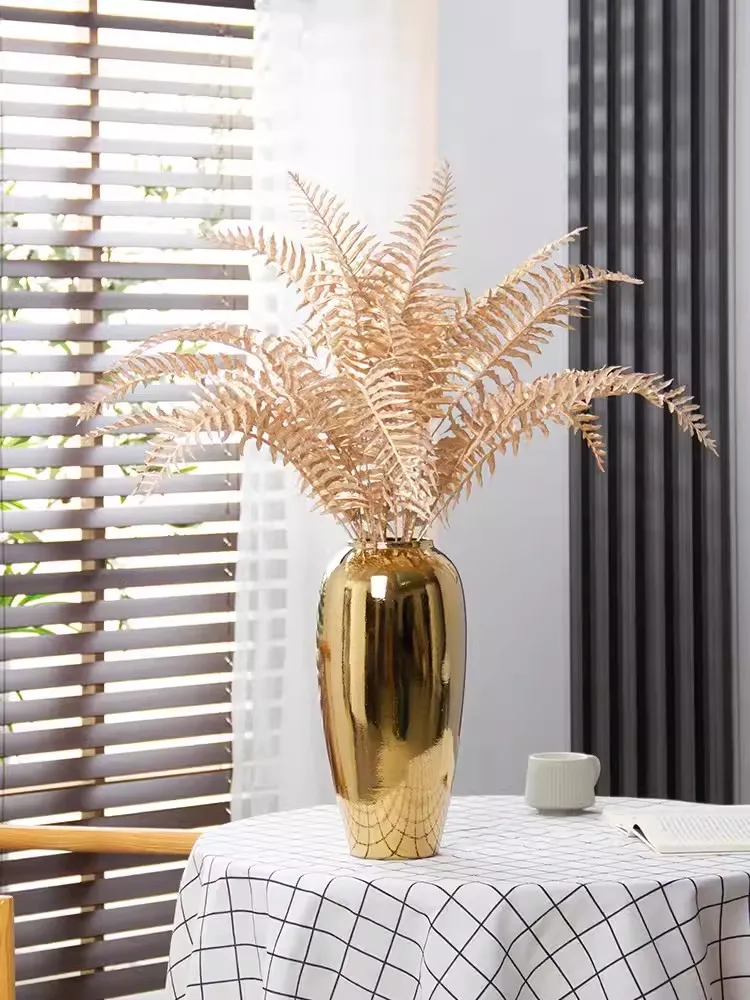 Golden Vase Light Luxury Ceramic Vase Decoration Living Room Dry Flowers Creative TV Cabinet Table Decoration